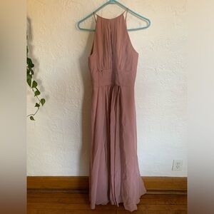 Azazie Bonnie Dusty Rose Size 8 Long Bridesmaid Dress